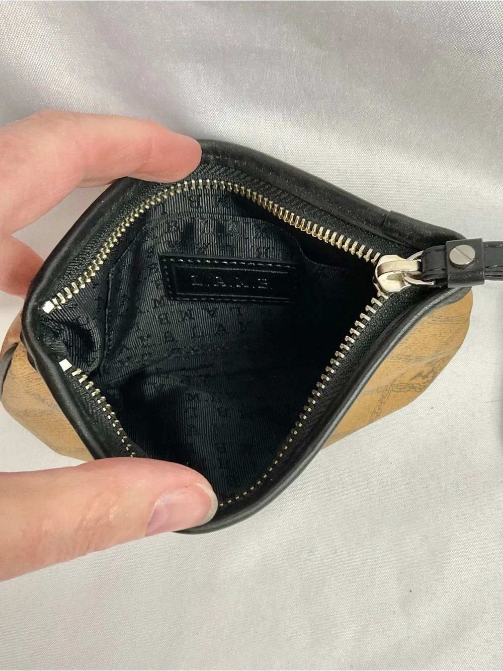 L.A.M.B. Logo Print Set Wristlet Pouch Coin Purse Brown Black NWOT Monogram